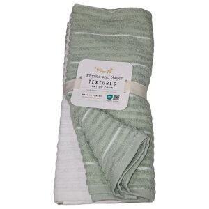 Thyme and Sage Kitchen Towel Set of 4pcs Green‎ and White Striped Turkish Cotton